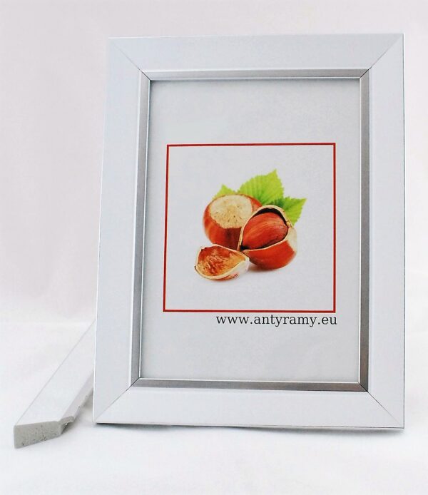 SKUTER Nowoczesna Rama Foto Biała ze Srebrną Wstawką – Seria Gloria