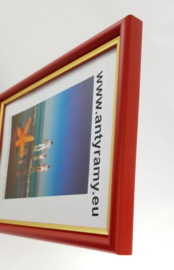 059CP (4) Rama Drewniana Czerwona ze Złotym Paskiem – Energia i Elegancja – Seria 059CP