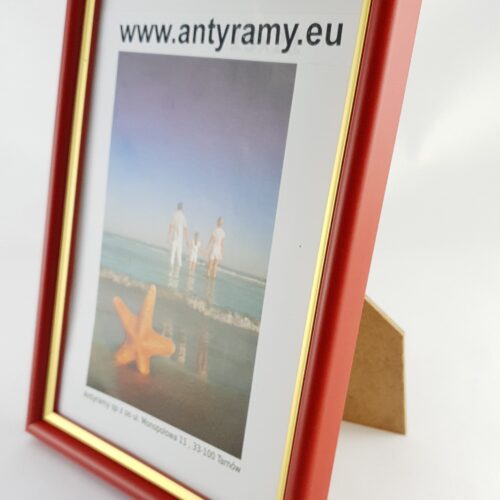 Rama Drewniana Czerwona ze Złotym Paskiem – Energia i Elegancja – Seria 059CP