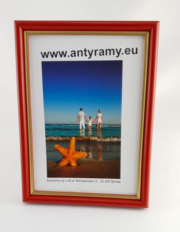 059CP (6) Rama Drewniana Czerwona ze Złotym Paskiem – Energia i Elegancja – Seria 059CP