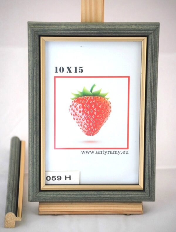 Rama Drewniana Szary Przecierany ze Złotym Paskiem – Loftowa Elegancja – Seria 059 H