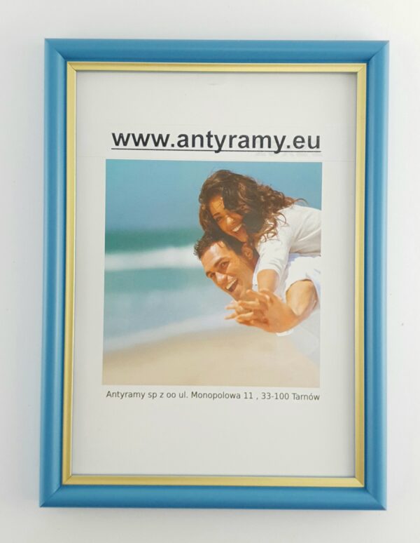 059np (2) Rama Drewniana Turkusowa ze Złotym Paskiem – Biżuteryjny Szyk – Seria 059 NP