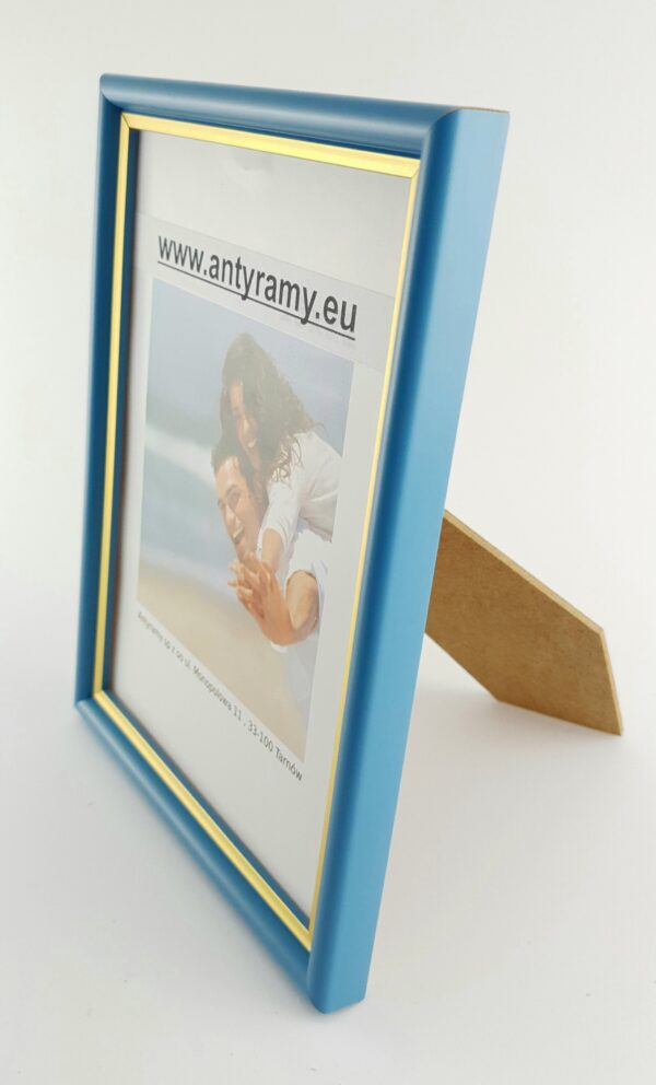 059np (5) Rama Drewniana Turkusowa ze Złotym Paskiem – Biżuteryjny Szyk – Seria 059 NP