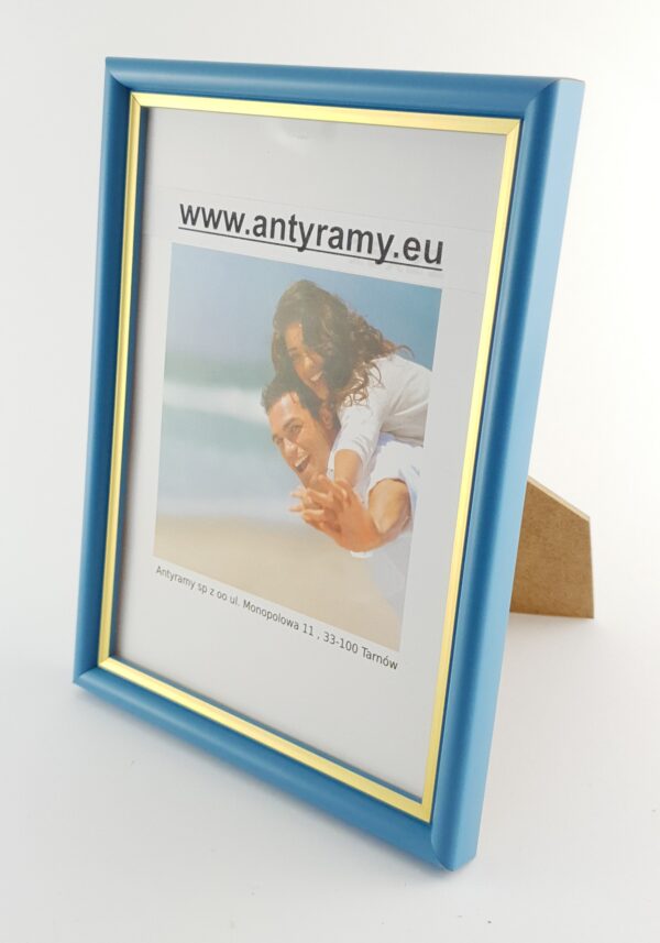 059np (6) Rama Drewniana Turkusowa ze Złotym Paskiem – Biżuteryjny Szyk – Seria 059 NP