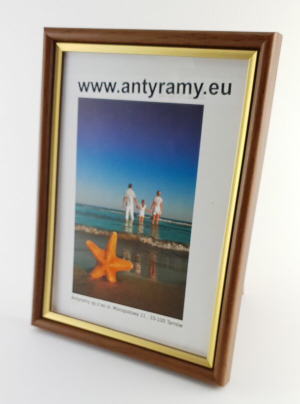Rama Drewniana Brązowa ze Złotym Paskiem – Klasyka i Styl – Seria 060MPR