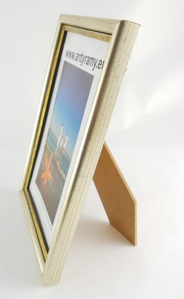 Rama Drewniana Srebrna ze Złotym Paskiem – Dwukolorowy Prestiż – Seria 060sc