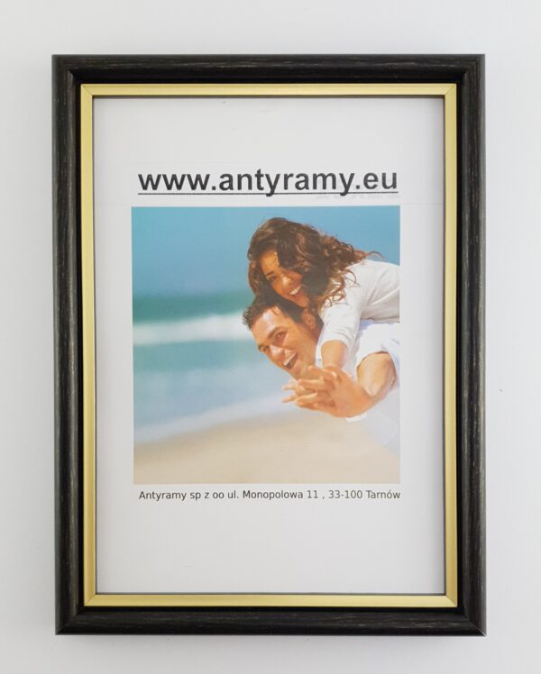 Rama Drewniana Czarne Przecierane Złotem – Antyczna Elegancja / Profil 060 CZ/