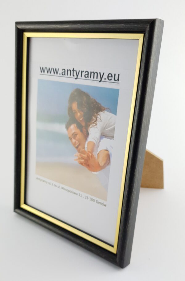 Rama Drewniana Czarne Przecierane Złotem – Antyczna Elegancja / Profil 060 CZ/