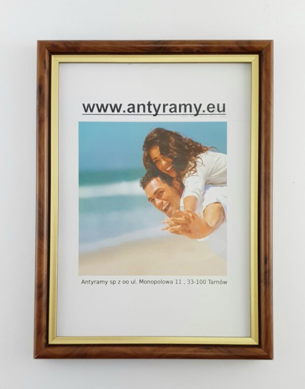 Rama Drewniana Mahoń ze Złotym Paskiem – Królewska Klasyka – Seria 060d