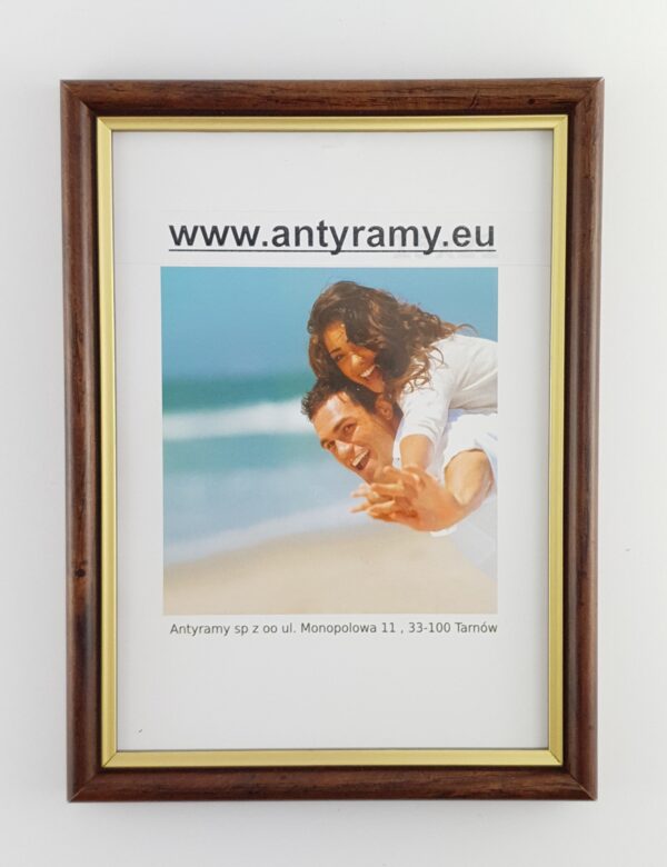 060db (2) Rama Drewniana Orzech ze Złotym Paskiem – Szlachetna Natura 060 DB