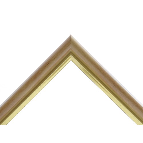 060gr (3) Rama Drewniana Jasny Brąz (Grusza) ze Złotym Paskiem – Słoneczna Elegancja – Seria 060GR