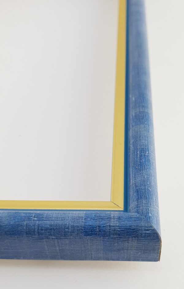 060krn (3) Rama Drewniana Niebieska Przecierana ze Złotym Paskiem – Styl Vintage – Seria 060KVN