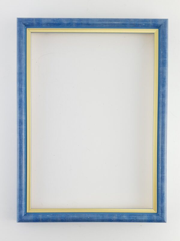 060krn (4) Rama Drewniana Niebieska Przecierana ze Złotym Paskiem – Styl Vintage – Seria 060KVN