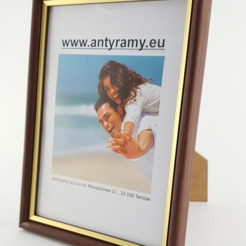 060pb (10) Rama Drewniana Brązowa ze Złotym Paskiem – Klasyka i Styl / Profil 060 PB/