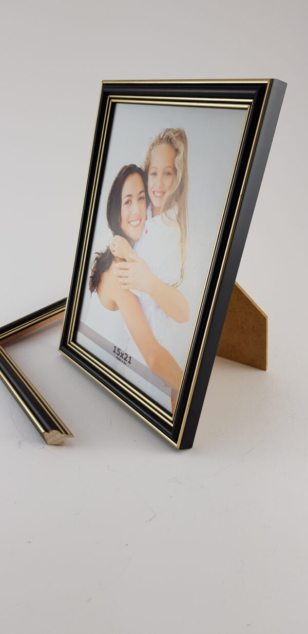 Rama Drewniana Czarna z Podwójnym Złotem – Klasyczny Prestiż – Seria 915 /C/