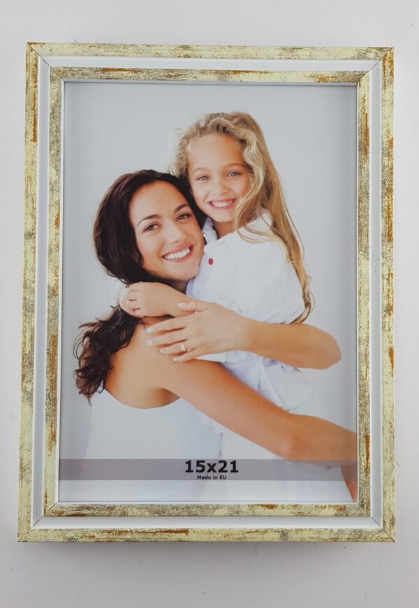 Rama Drewniana Biała ze Złotą Patyną – Styl Shabby Chic-1717 PSZ