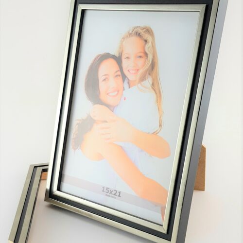 Rama Drewniana Srebrna z Czarnym Detalem – Nowoczesny High-Tech-1717 SAS