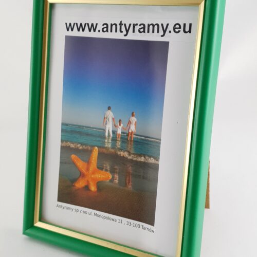 Rama Drewniana Zielona ze Złotym Paskiem – Energetyczna Elegancja – Seria 059 ZP