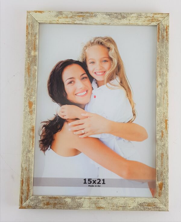 Rama Biała Przecierana Złotem – Shabby Chic – Profil 15 mm  /7214 psz/