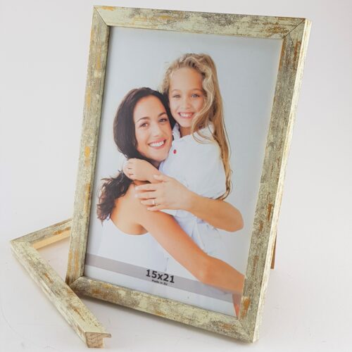 Rama Biała Przecierana Złotem – Shabby Chic – Profil 15 mm  /7214 psz/