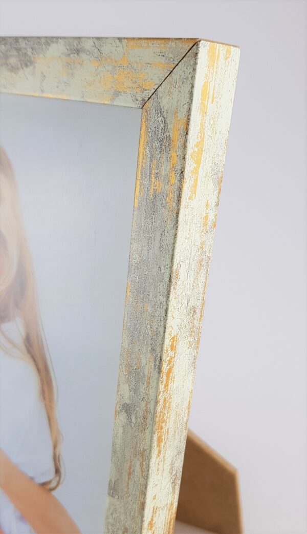 Rama Biała Przecierana Złotem – Shabby Chic – Profil 15 mm  /7214 psz/