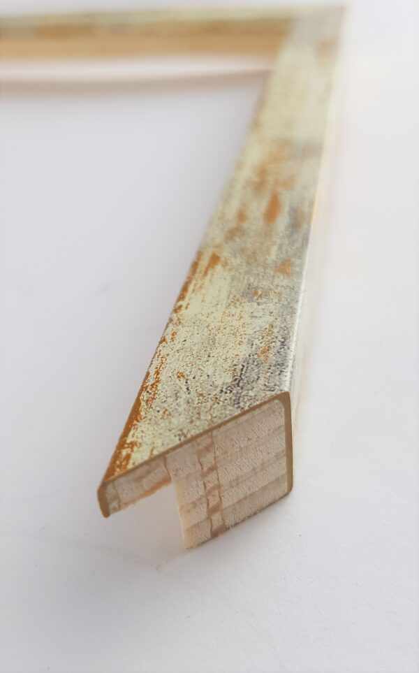 Rama Biała Przecierana Złotem – Shabby Chic – Profil 15 mm  /7214 psz/