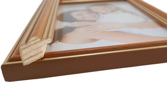 915 gr - k Rama Drewniana Grusza ze Złotymi Liniami – Klasyczne Ciepło – Seria 915 /GR/