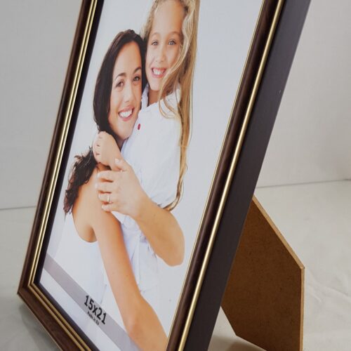 Rama Drewniana Ciemny Brąz z Podwójnym Złotem – Klasyczna Elegancja – Seria 915 /M/