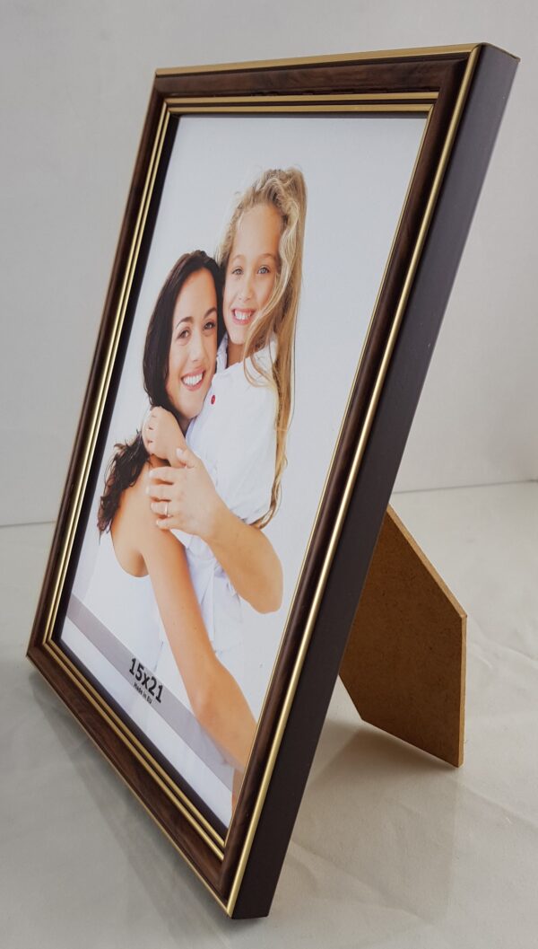 Rama Drewniana Ciemny Brąz z Podwójnym Złotem – Klasyczna Elegancja – Seria 915 /M/