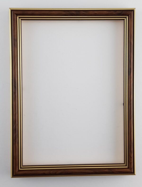 Rama Drewniana Ciemny Brąz z Podwójnym Złotem – Klasyczna Elegancja – Seria 915 /M/