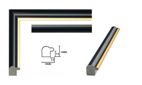 molding-AM1515-1112 Rama z Tworzywa Czarna ze Złotym Paskiem – Nowoczesna Elegancja 060pCZP