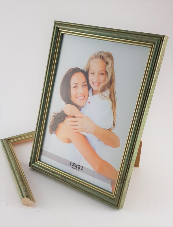 Rama Drewniana Antyczna Mięta ze Złotem – Rustykalny Szyk– Seria 915 /MZ/