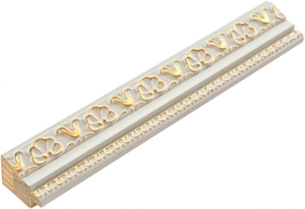 Rama Drewniana Bogato Zdobiona – Biała ze Złotem – Seria 116 B