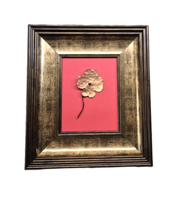 Obraz 3D „Ręcznie Kuta Koniczynka” – Symbol Szczęścia w Ramie – 20x25 cm – Handmade - K1