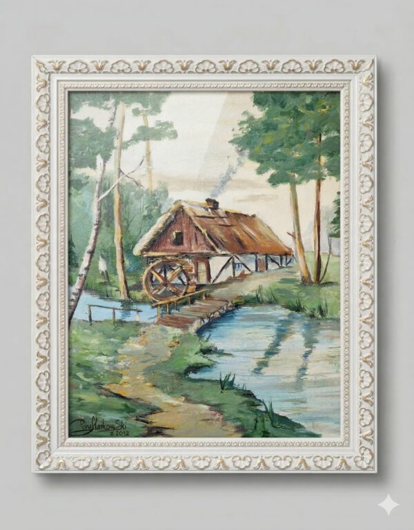 Rama Drewniana Bogato Zdobiona – Biała ze Złotem – Seria 116 B